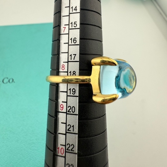 Tiffany & Co. 8ct Blue Topaz Sugar Stack Ring 18k Yellow Gold 8.25 💙 - Picture 4 of 13